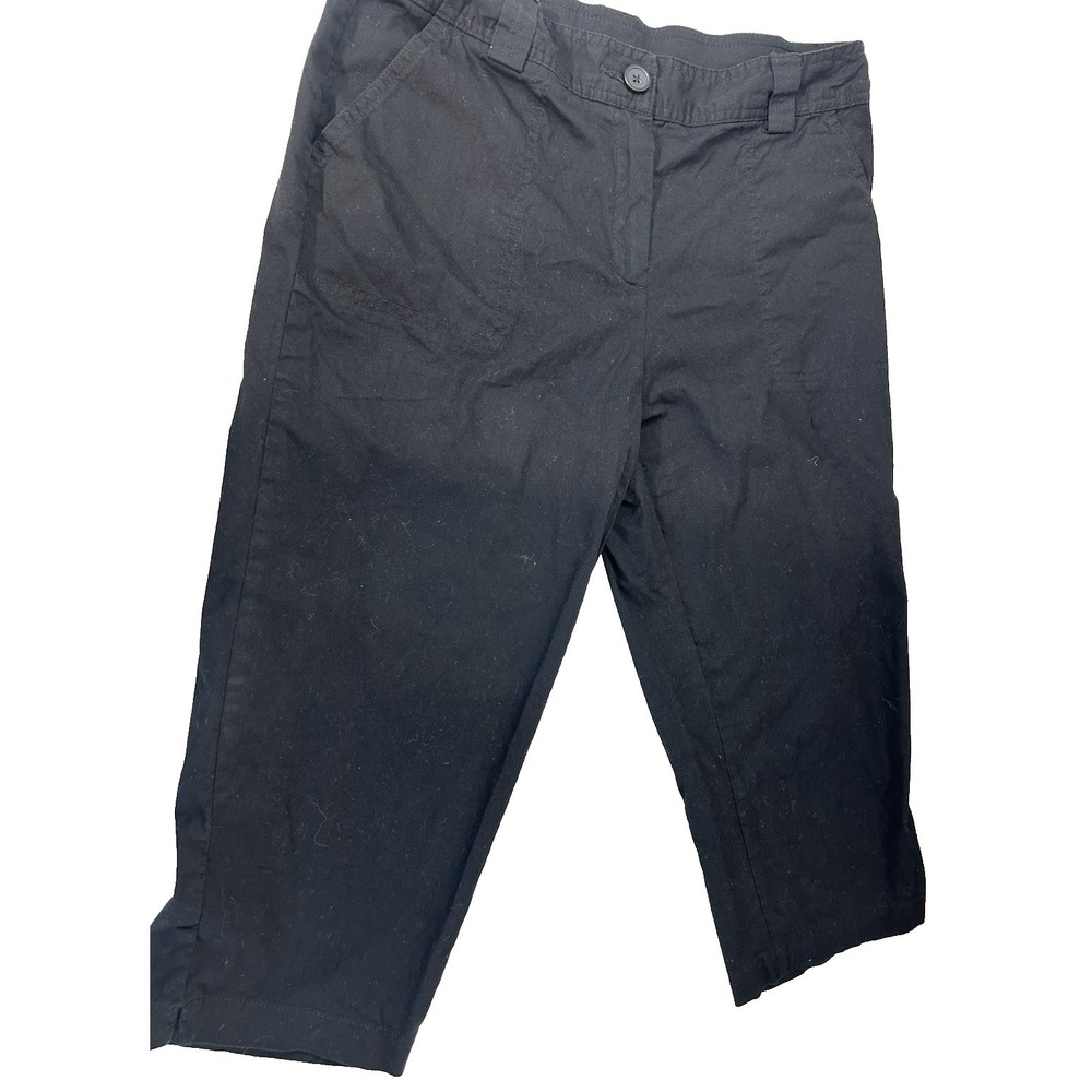 Vintage Black Soot Cotton Coastal Beachy Capri pants Size 10